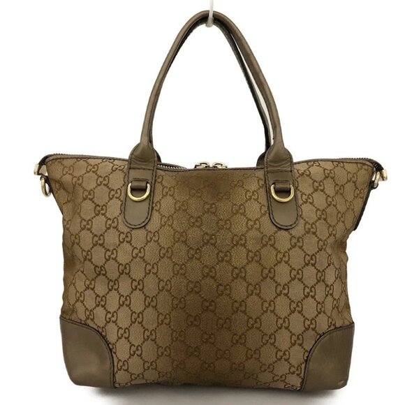 GUCCI GG Logo Canvas Leather Shoulder Tote Bag Brown/2BH2464 - Picture 5 of 12